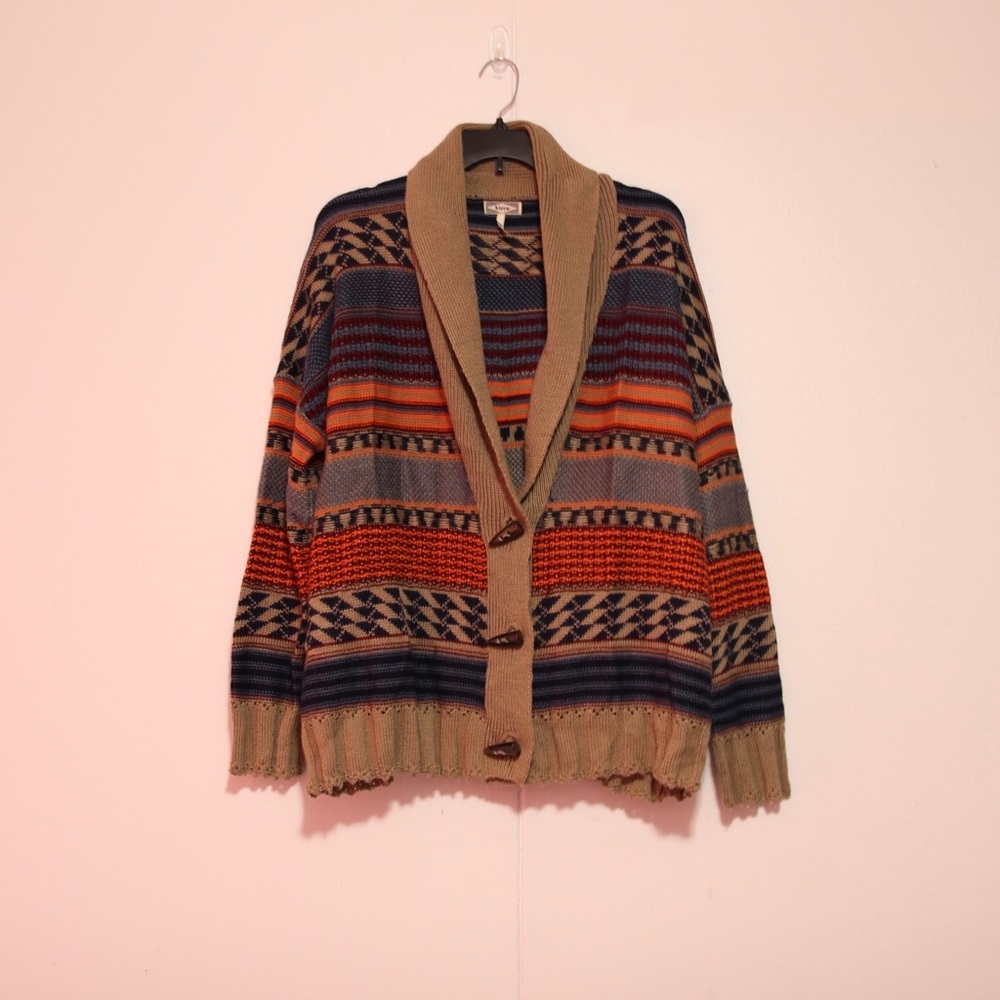 Multi colored knitted Toggle Oversized sweater